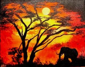 Voir le détail de cette oeuvre: le coucher de soleil et l'éléphant